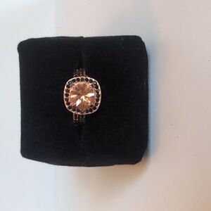 Rose Gold Morganite And Black Diamond Ring Set